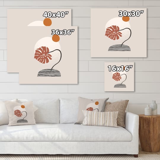 Designart - Tropical Palm Leaf & Abstract Geometry Shapes III - Modern Canvas Wall Art Print